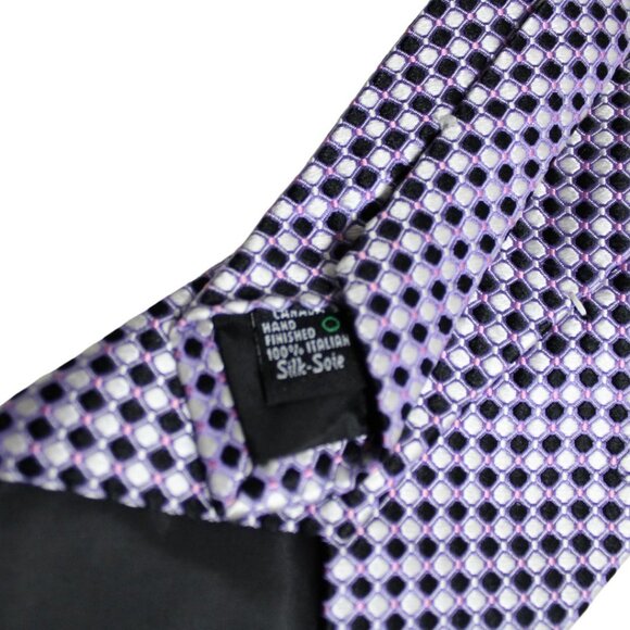 Hathaway Tie 100% Silk - White, Pink, Purple & Black Small Polka Dot - Picture 5 of 6